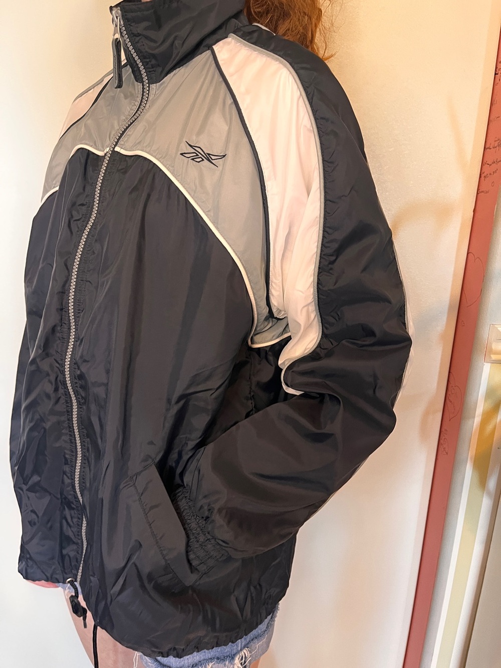 Reebok Black, Gray & White Retro Track Jacket